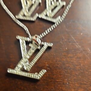 Silver LV Pendant Necklace